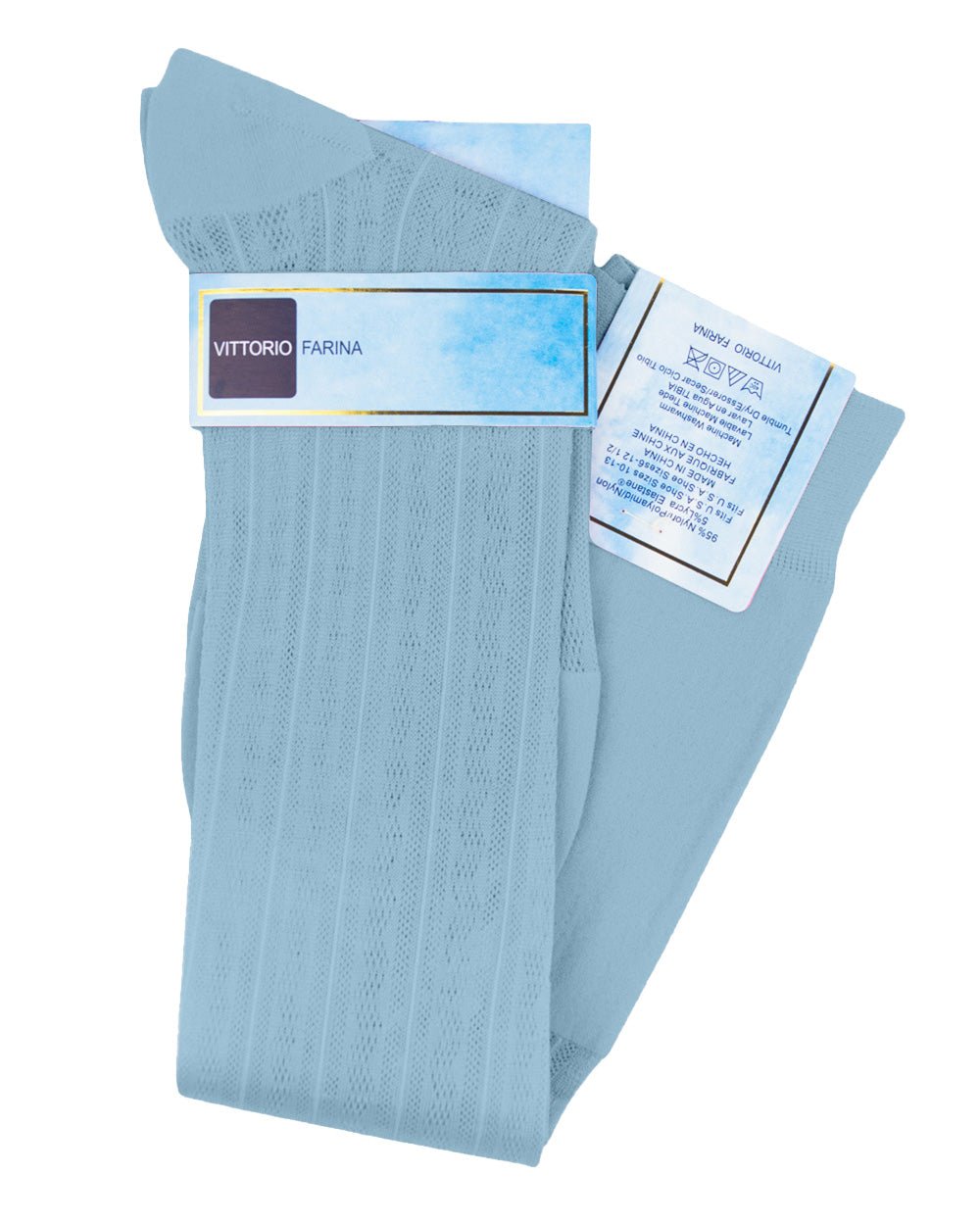 Vittorio Farina Men's Ribbed Shear Nylon Over The Calf Dress Socks