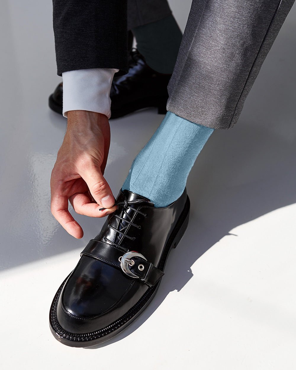 Vittorio Farina Men's Ribbed Shear Nylon Over The Calf Dress Socks