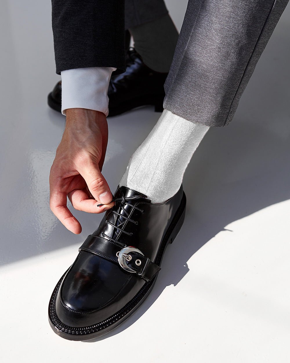 Vittorio Farina Men's Ribbed Shear Nylon Over The Calf Dress Socks