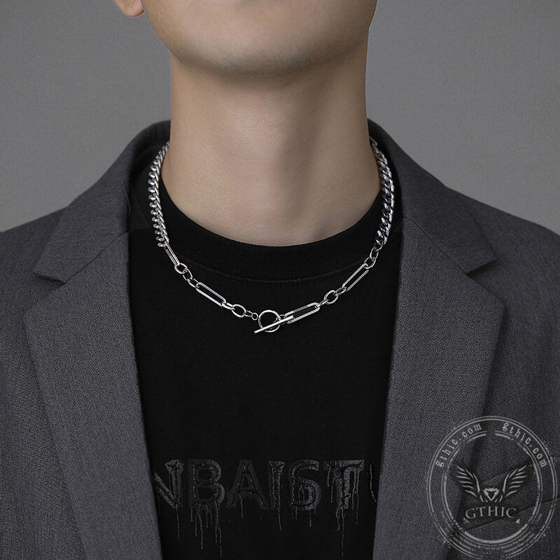 OT Buckle Cuban Chain Stainless Steel Necklace