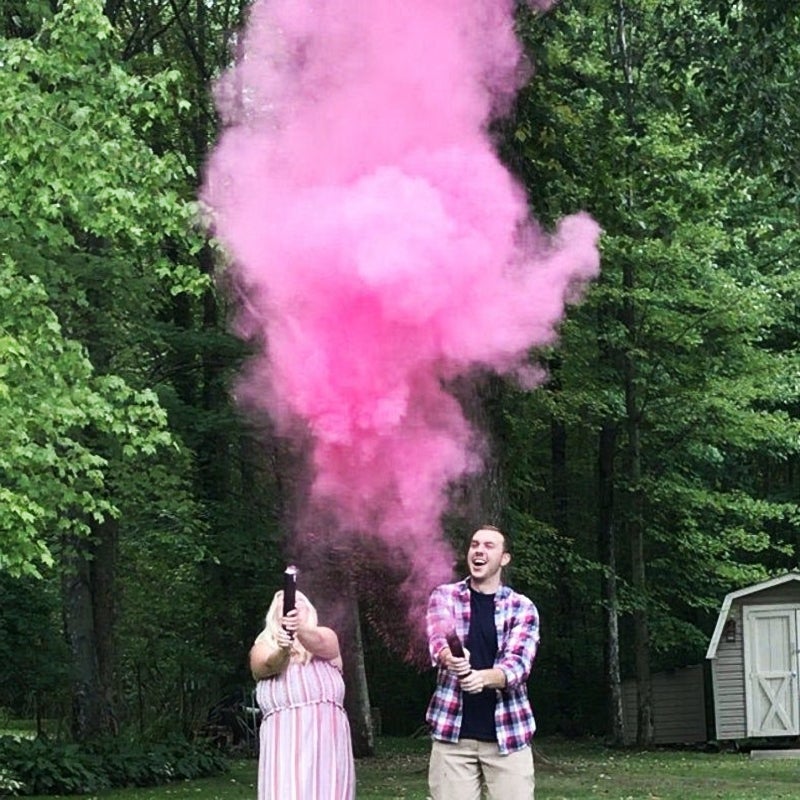 Pink Gender Reveal Powder Cannon (8 Pack) - 12" Tall - Girl She Her Popper Biodegradable Twist and Pop Smoke Blaster