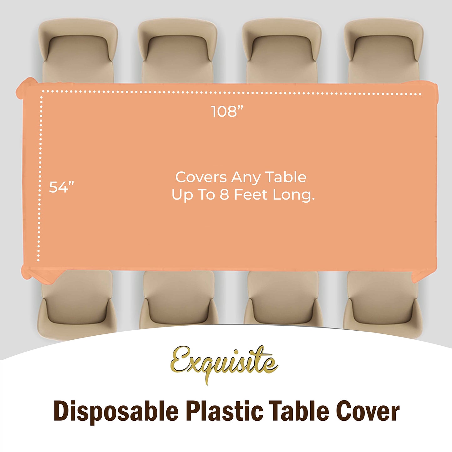 Premium Peach Plastic Table Cover