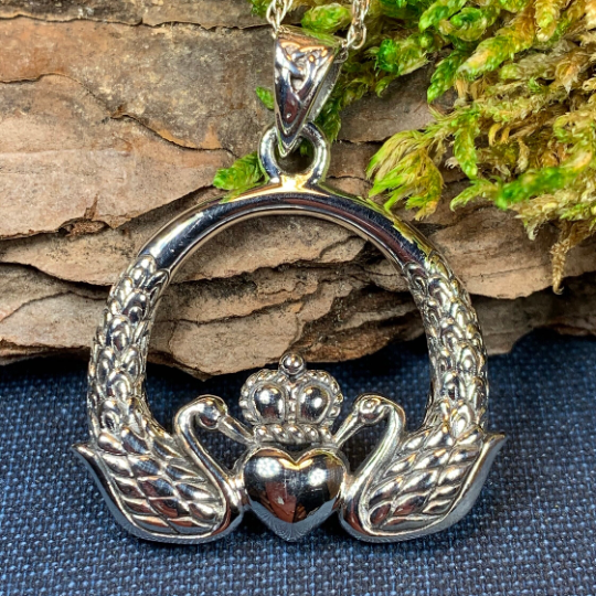Loving Swan Claddagh Necklace