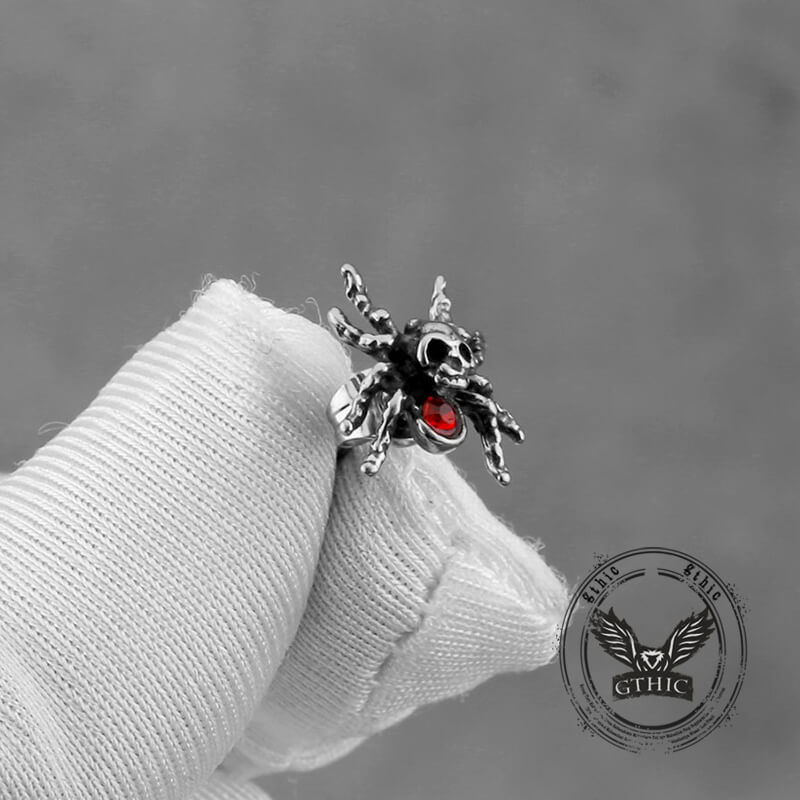 Punk Horror Spider Skull Stainless Steel Stud Earrings