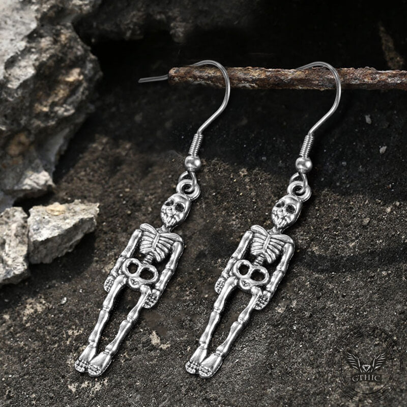 Punk Skeleton Bones Stainless Steel Earrings