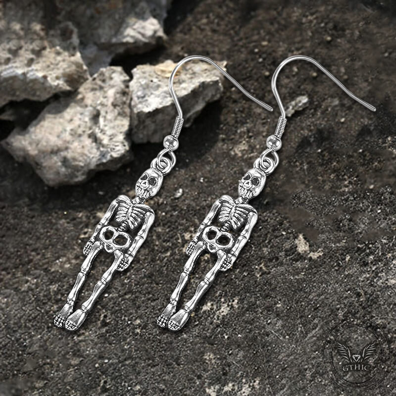 Punk Skeleton Bones Stainless Steel Earrings