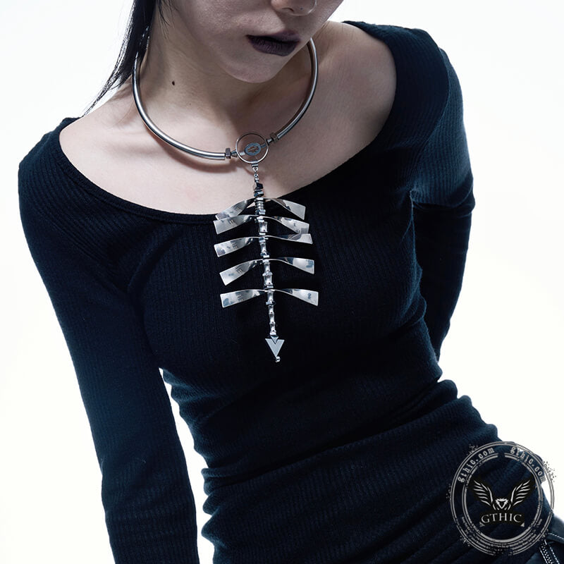 Punk Spine Titanium Steel Necklace