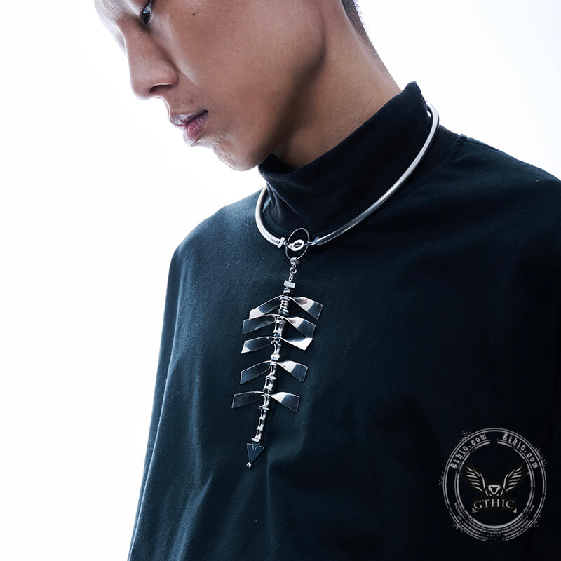Punk Spine Titanium Steel Necklace