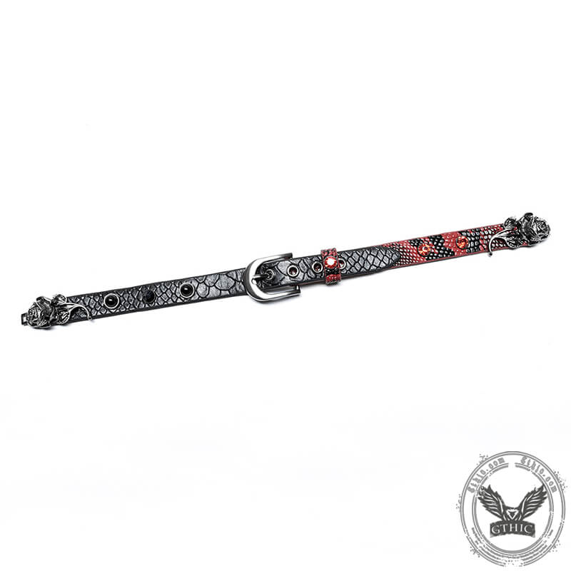 Python Pattern Rose Buckle Choker Necklace