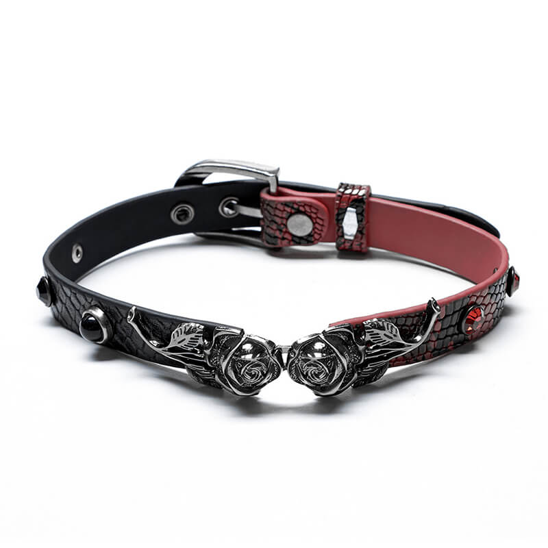 Python Pattern Rose Buckle Choker Necklace