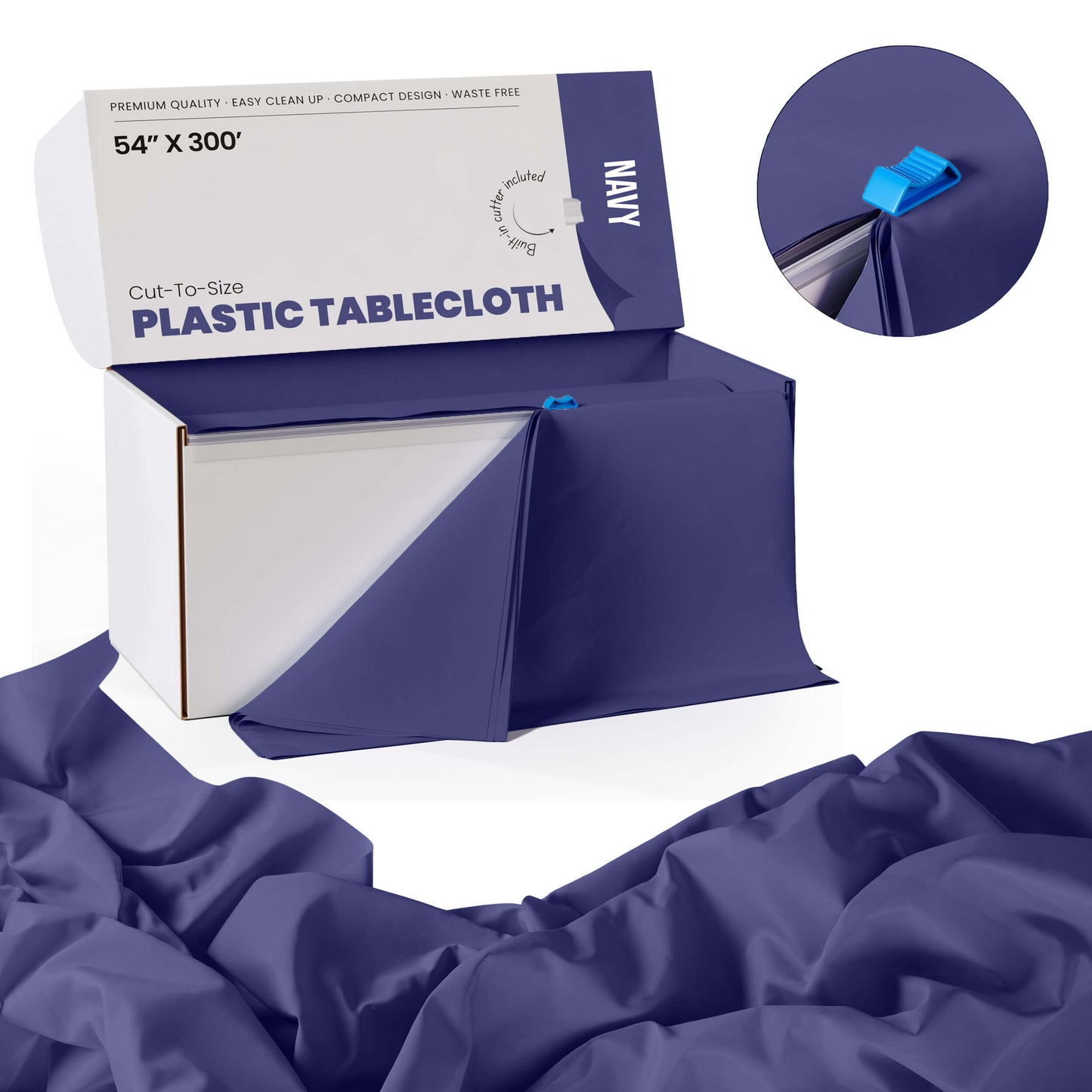 54 In. x 300 Ft. Cut To Size Table Roll | Navy | Case of 4
