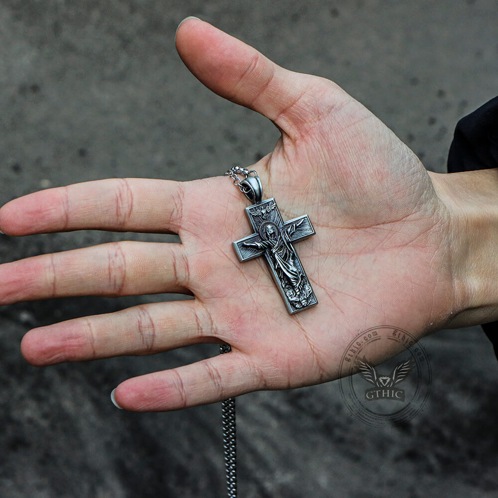 Resurrected Jesus Pure Tin Cross Necklace