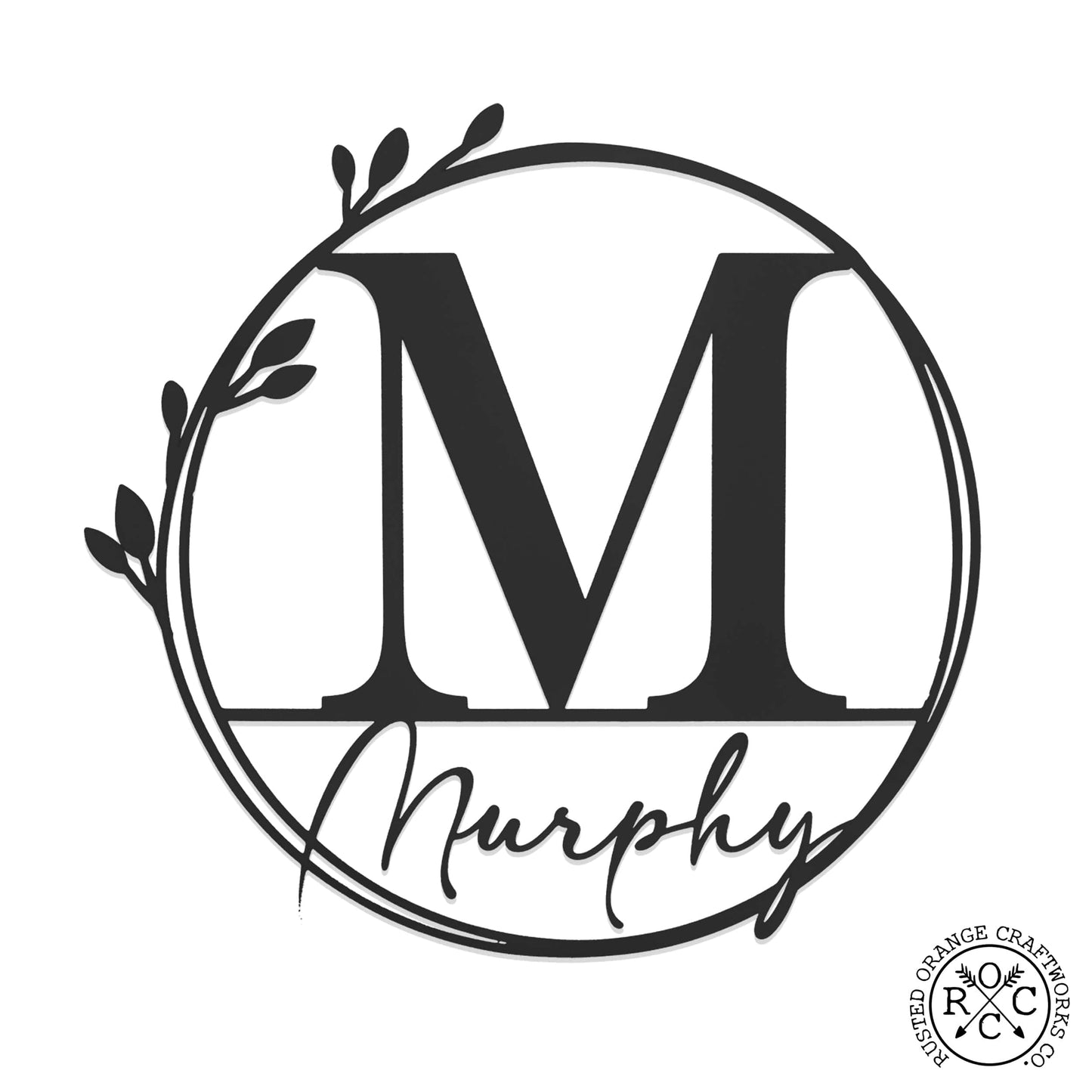 Floral Leaves - Outdoor Monogram Wreaths for Front Door - Monogram Wall Decor Metal Initial Signs