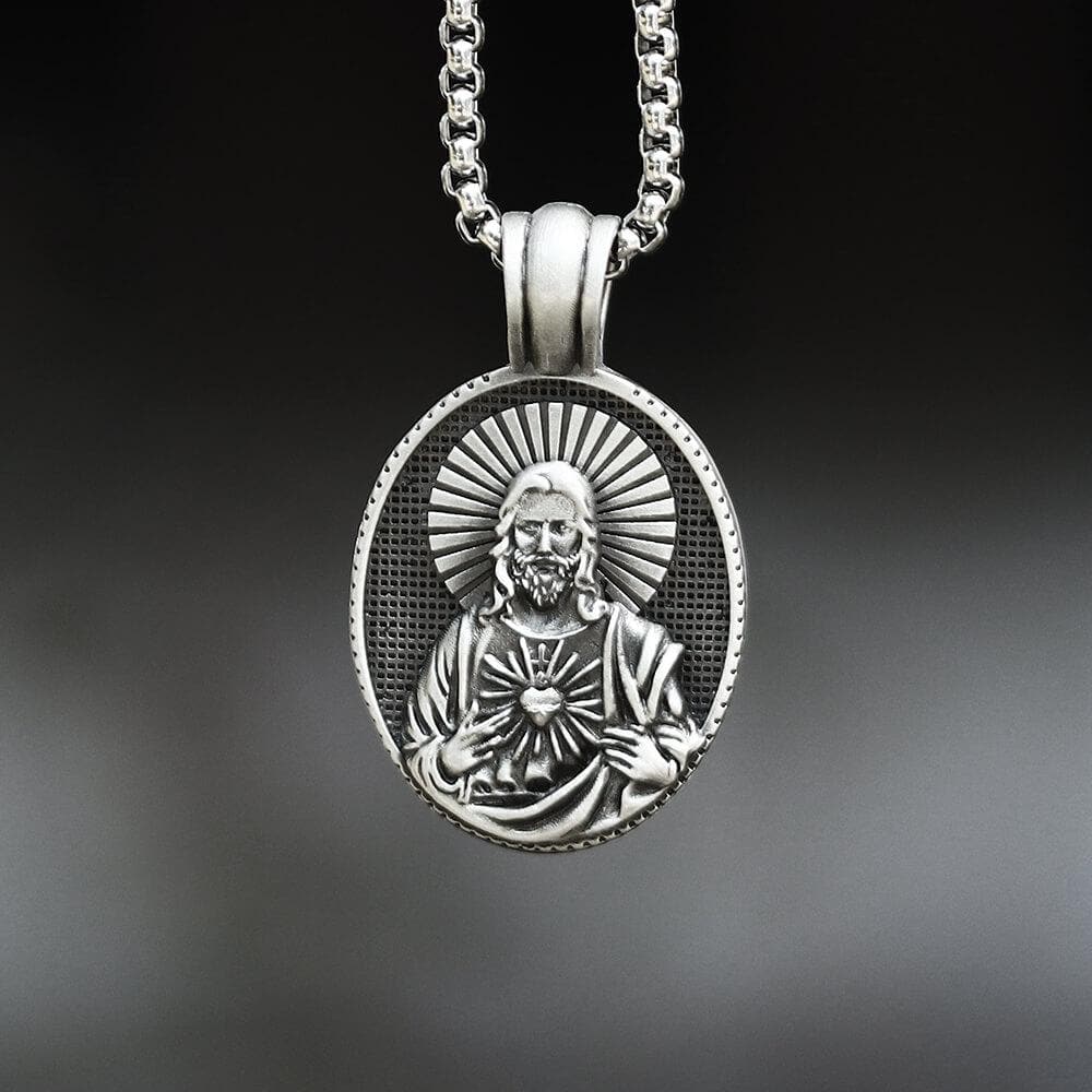 Sacred Heart of Jesus Pure Tin Necklace