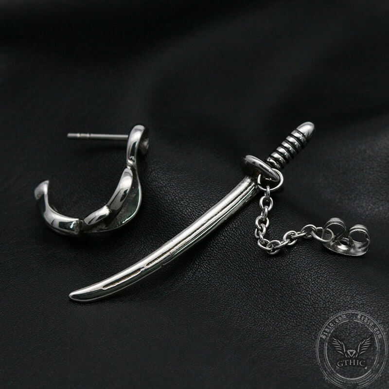 Samurai Sword Stainless Steel Stud Earrings