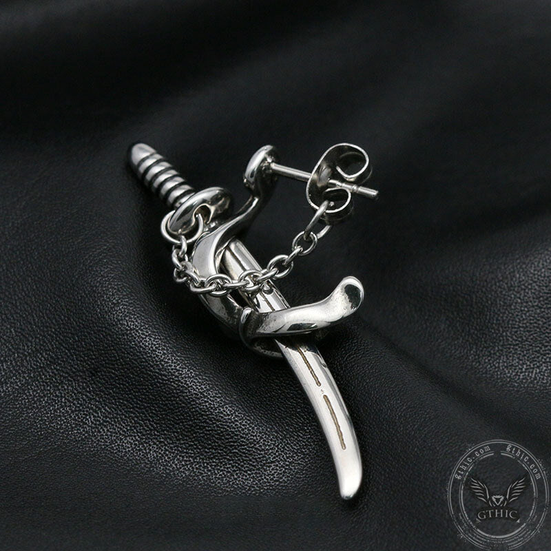 Samurai Sword Stainless Steel Stud Earrings