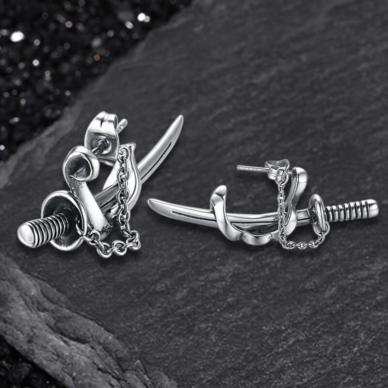 Samurai Sword Stainless Steel Stud Earrings