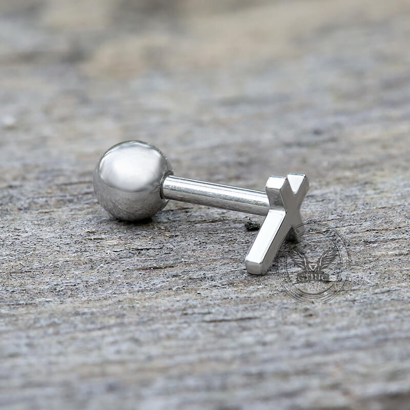 Simple Cross Stainless Steel Screw Back Earrings
