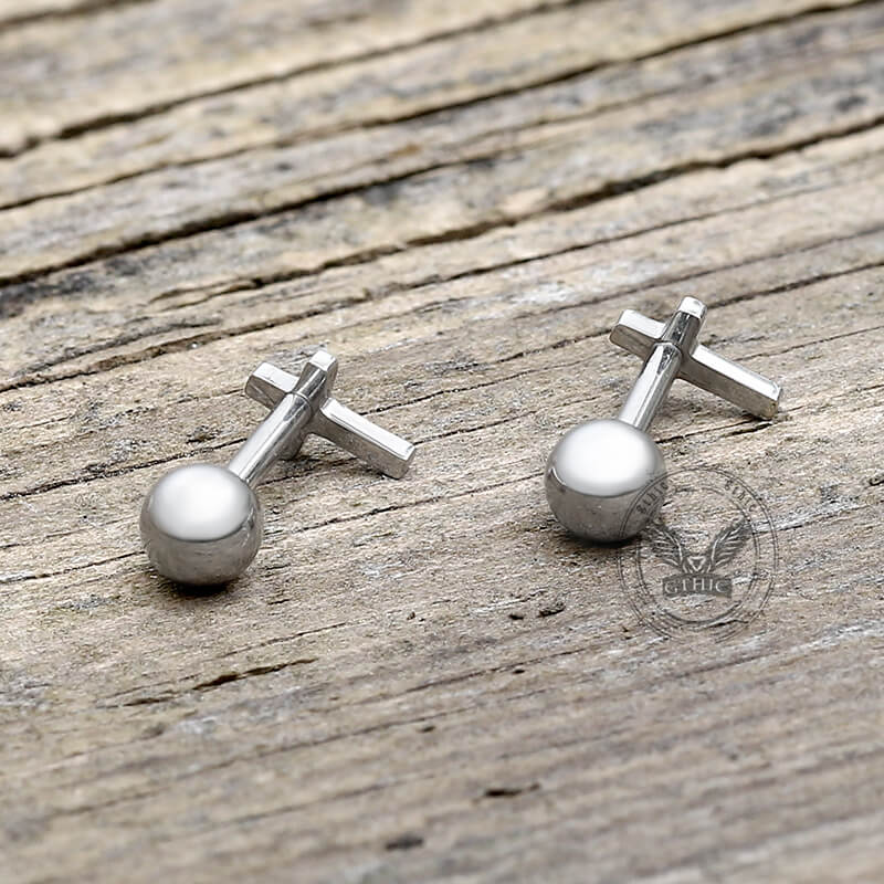 Simple Cross Stainless Steel Screw Back Earrings