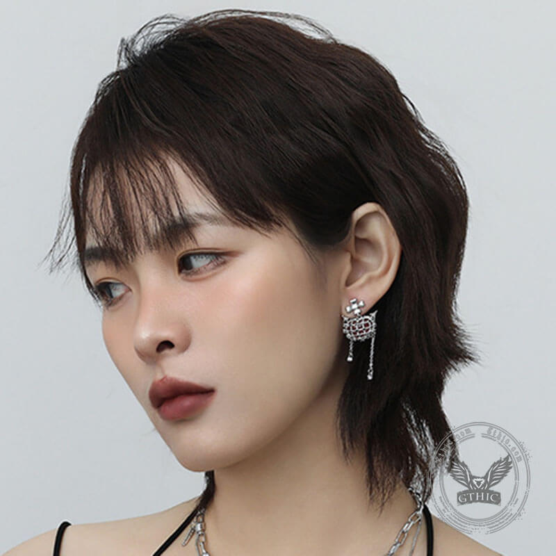 Simple Little Devil Tassel Alloy Stud Earrings