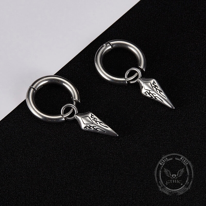 Simple Spearhead Stainless Steel Hoop Earrings