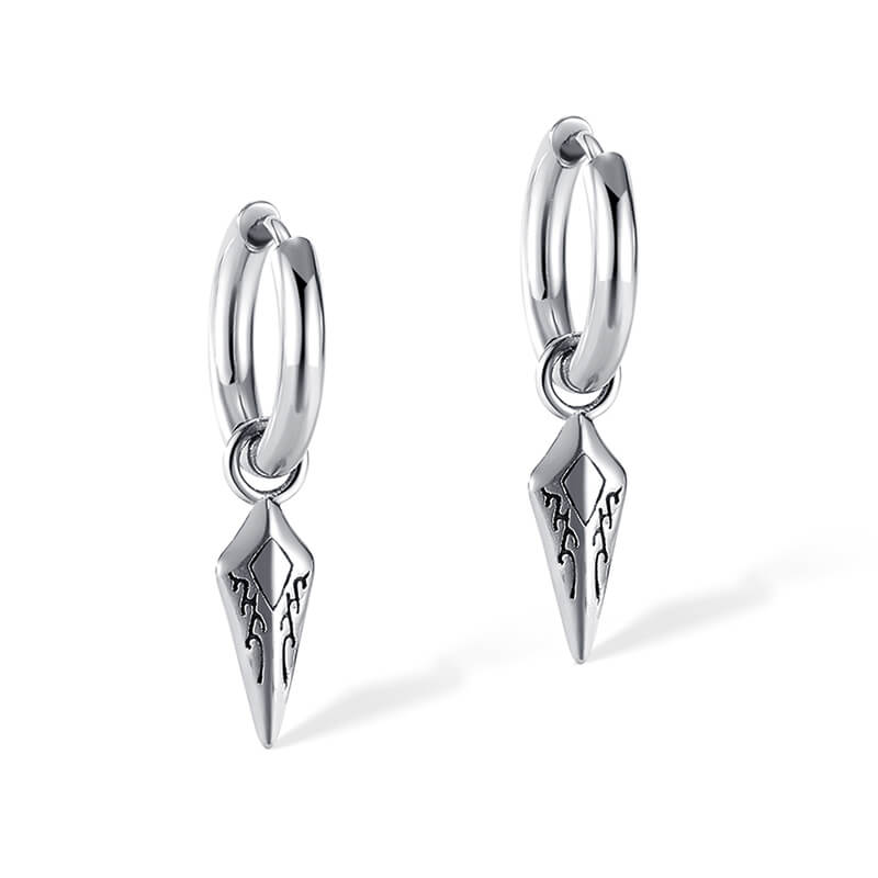 Simple Spearhead Stainless Steel Hoop Earrings