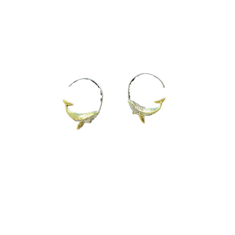 Simple Whale Copper Silver Plated Stud Earrings