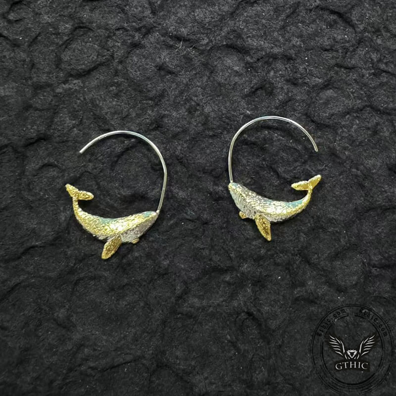 Simple Whale Copper Silver Plated Stud Earrings