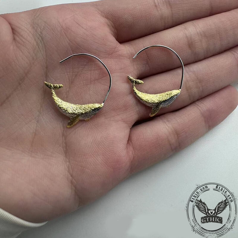 Simple Whale Copper Silver Plated Stud Earrings