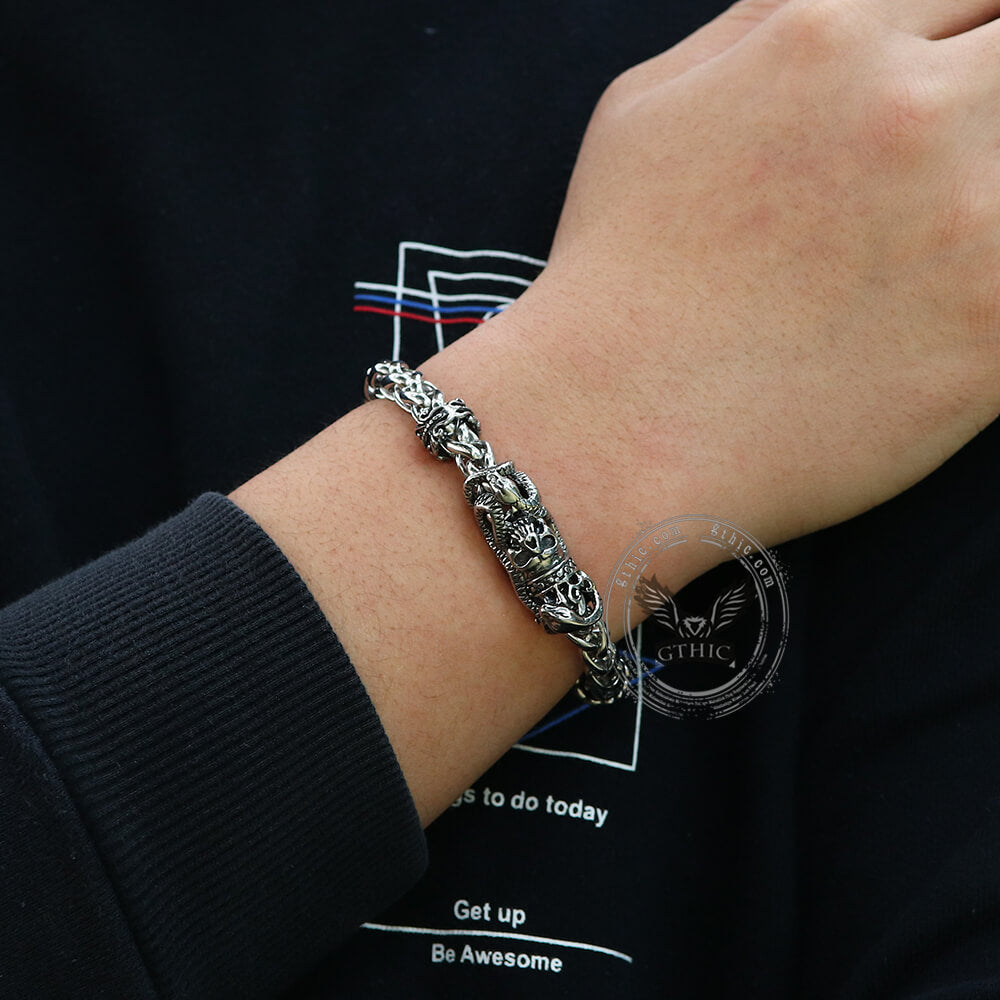 Snake Punk Stainless Steel Skull Bracelet