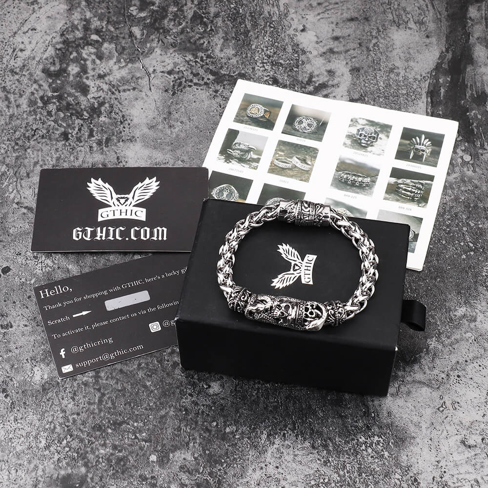 Snake Punk Stainless Steel Skull Bracelet