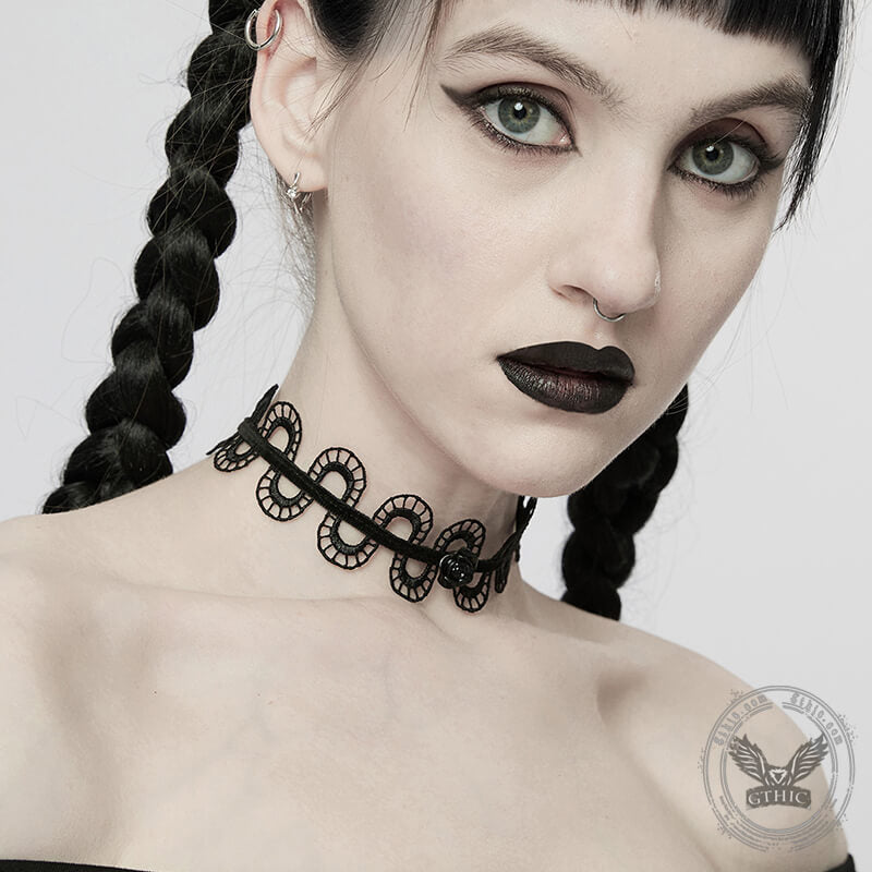 Snake Shaped Rose Lace Gothic Choker Necklace