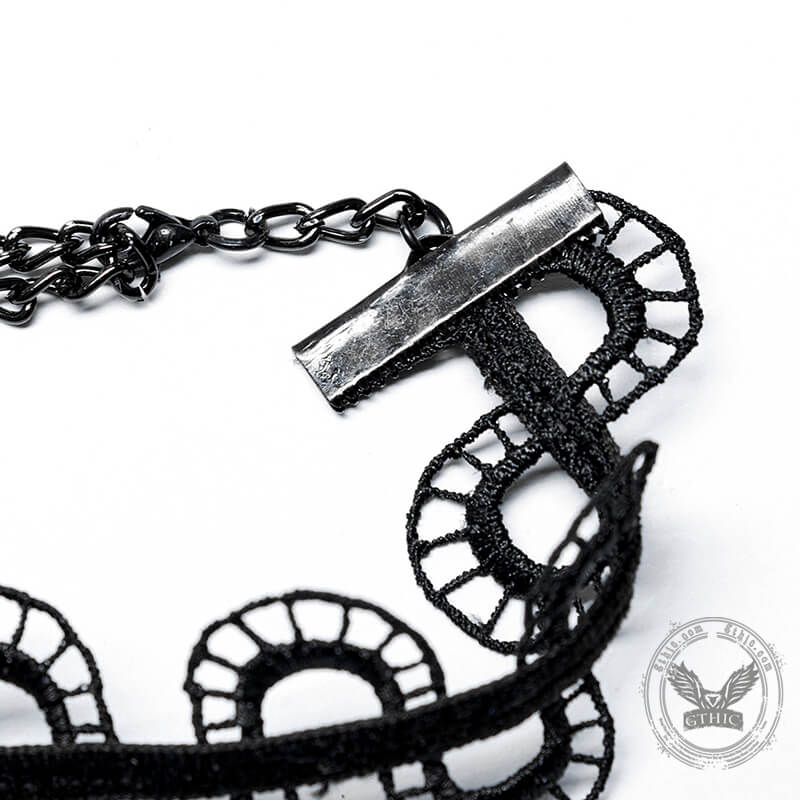Snake Shaped Rose Lace Gothic Choker Necklace