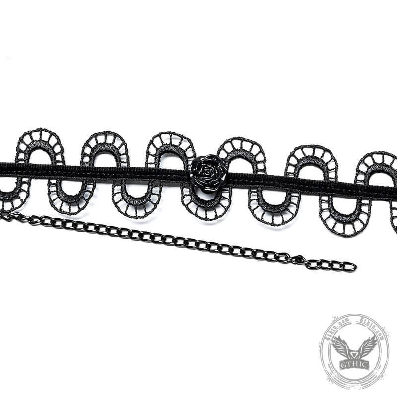 Snake Shaped Rose Lace Gothic Choker Necklace