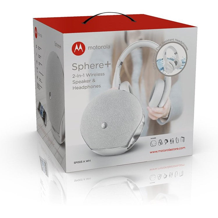 Motorola Sphere+ 2 in 1 Bluetooth Speaker With Over-Ear Headphones - White