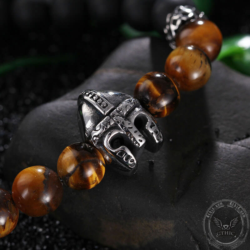 Spartan Stainless Steel Stone Bead Bracelet