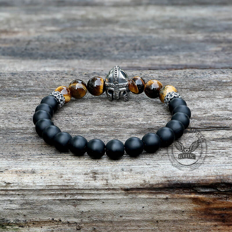 Spartan Stainless Steel Stone Bead Bracelet