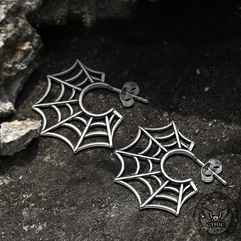 Spider Web Stainless Steel Stud Earrings