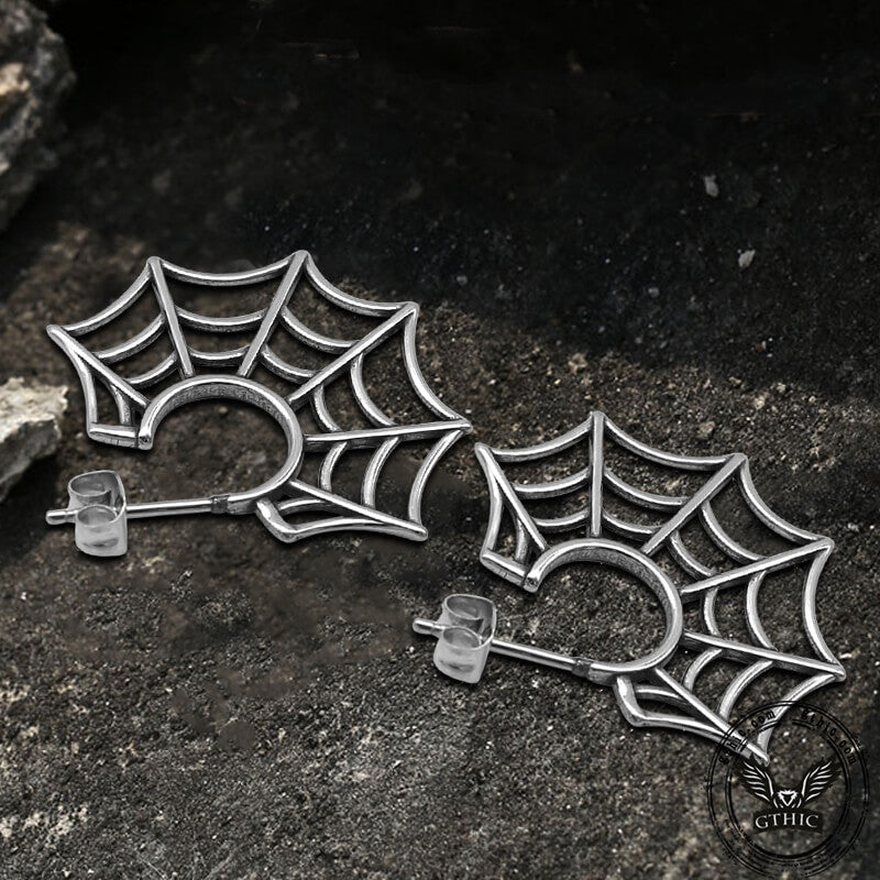 Spider Web Stainless Steel Stud Earrings