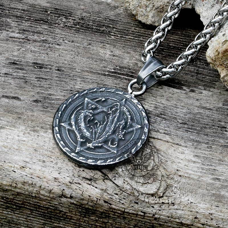 Star Of David Fenrir Wolf Stainless Steel Pendant