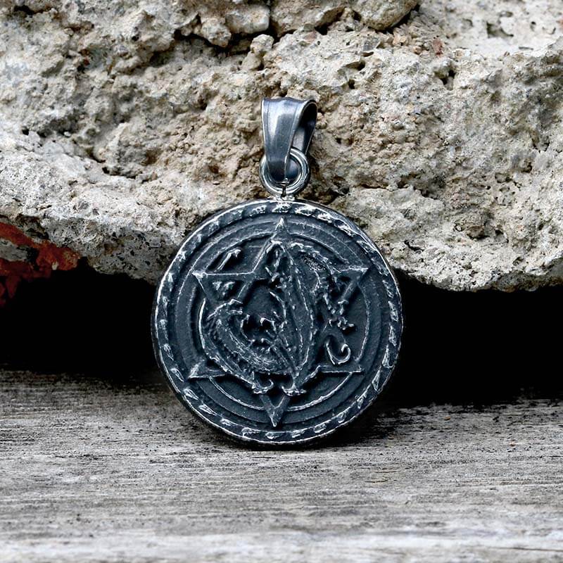 Star Of David Fenrir Wolf Stainless Steel Pendant