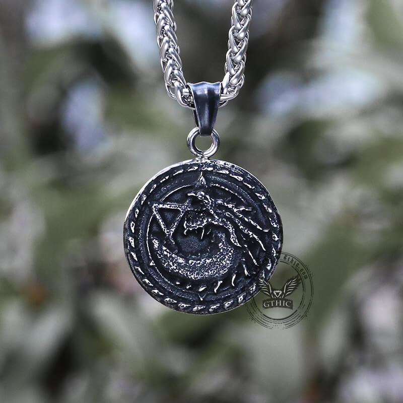 Star Of David Fenrir Wolf Stainless Steel Pendant