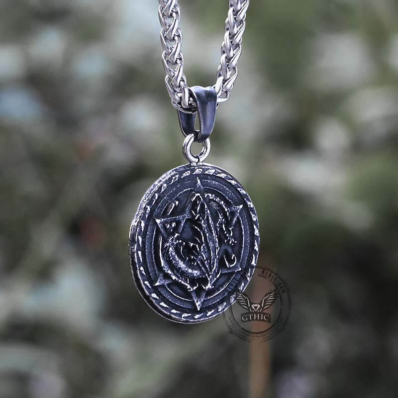 Star Of David Fenrir Wolf Stainless Steel Pendant
