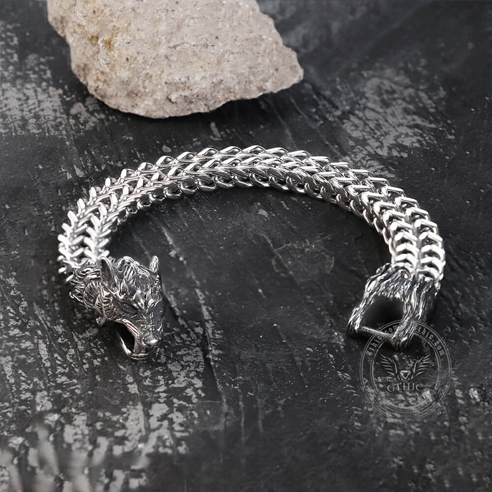 Tail-biting Wolf Stainless Steel Bracelet