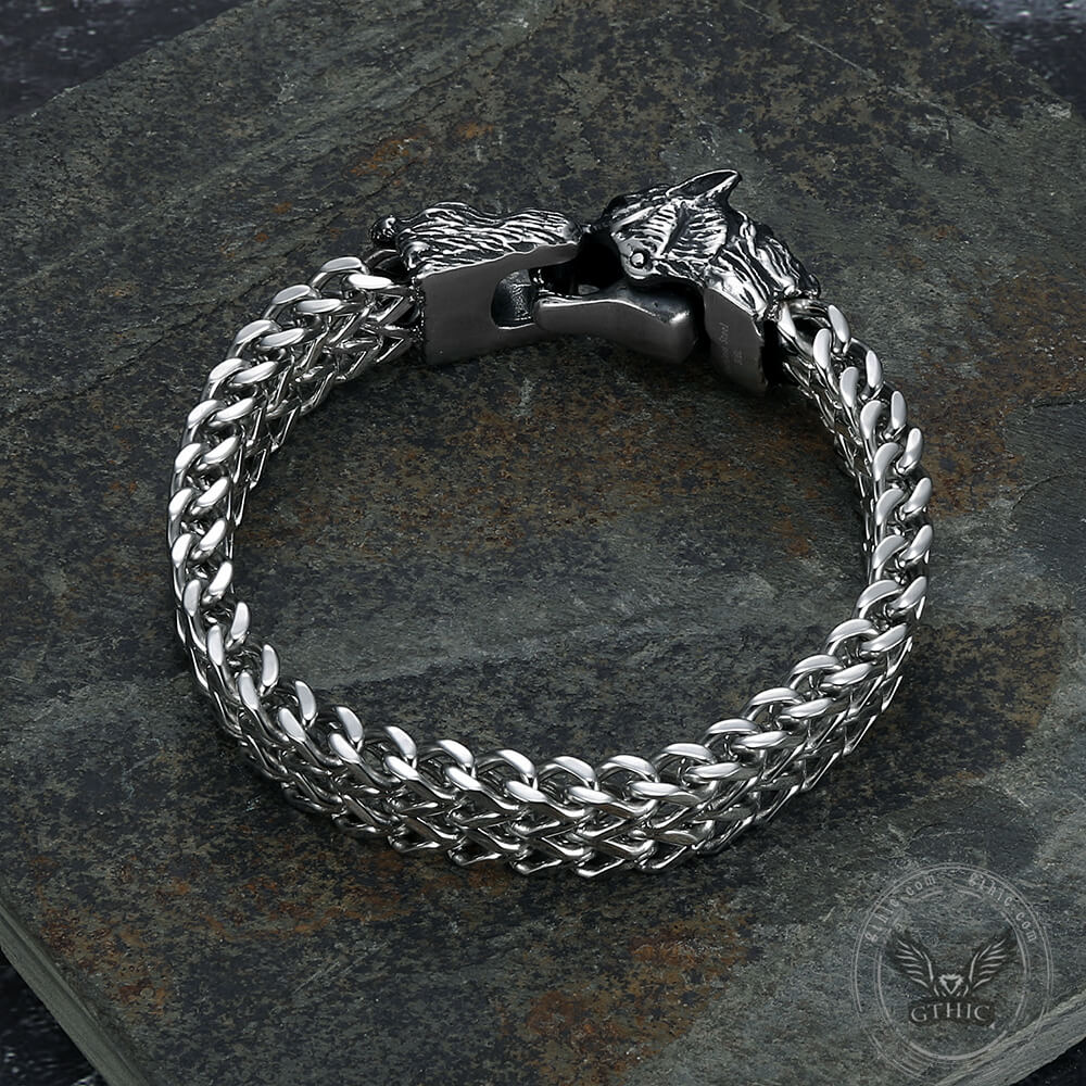Tail-biting Wolf Stainless Steel Bracelet