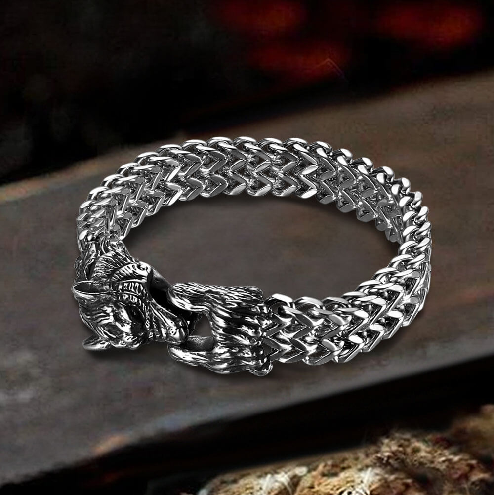 Tail-biting Wolf Stainless Steel Bracelet