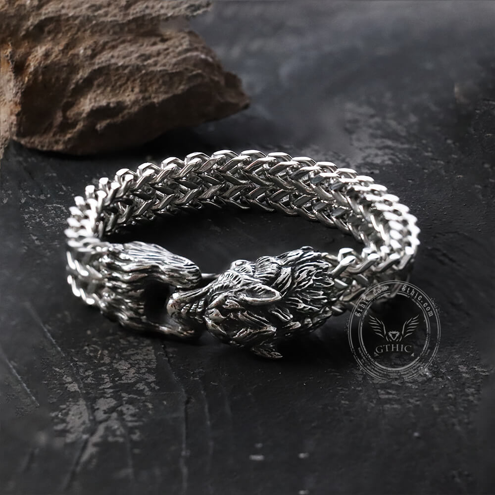 Tail-biting Wolf Stainless Steel Bracelet