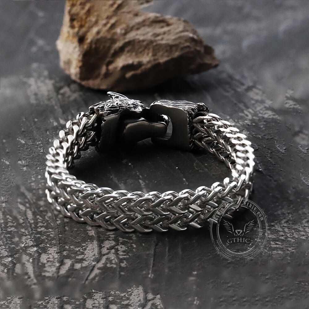 Tail-biting Wolf Stainless Steel Bracelet