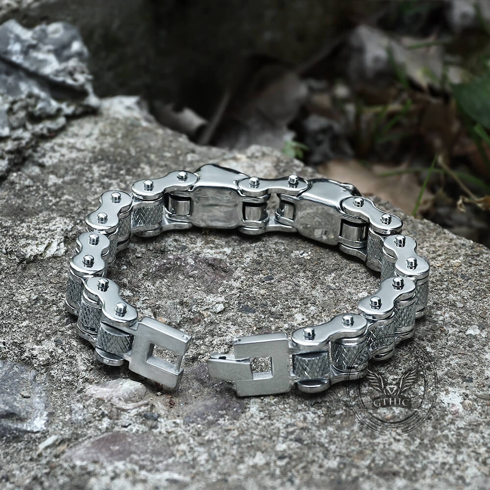 Two Skulls Stainless Steel Biker Bracelet