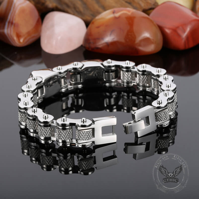 Two Skulls Stainless Steel Biker Bracelet